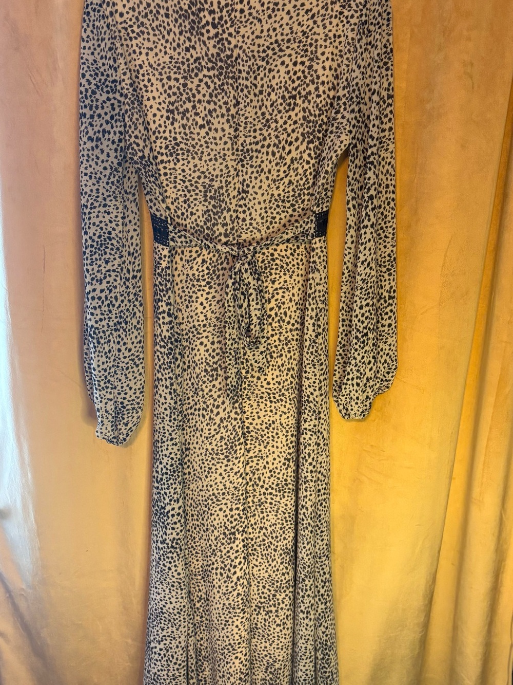 Baltic Born Cream and Black Speckled Long Sleeve V-Neck Maxi Dress - Picture 4 of 4